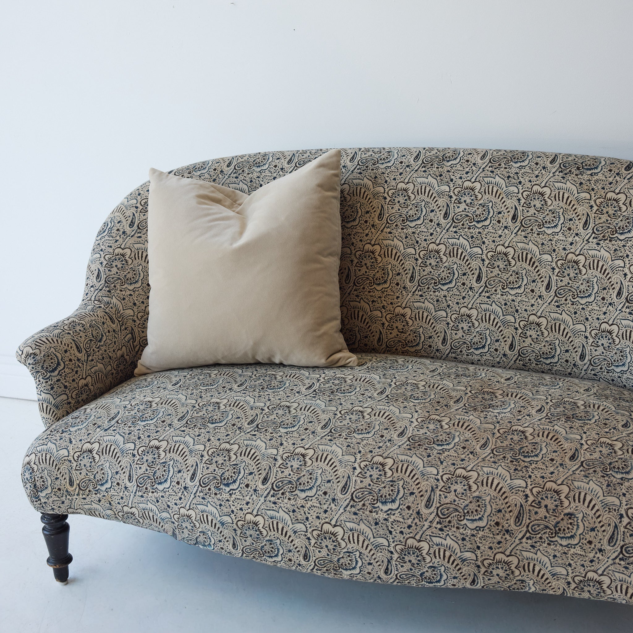 Upholstered Vintage Crapaud Settee | Alexandra Indigo - elsie green - Furniture