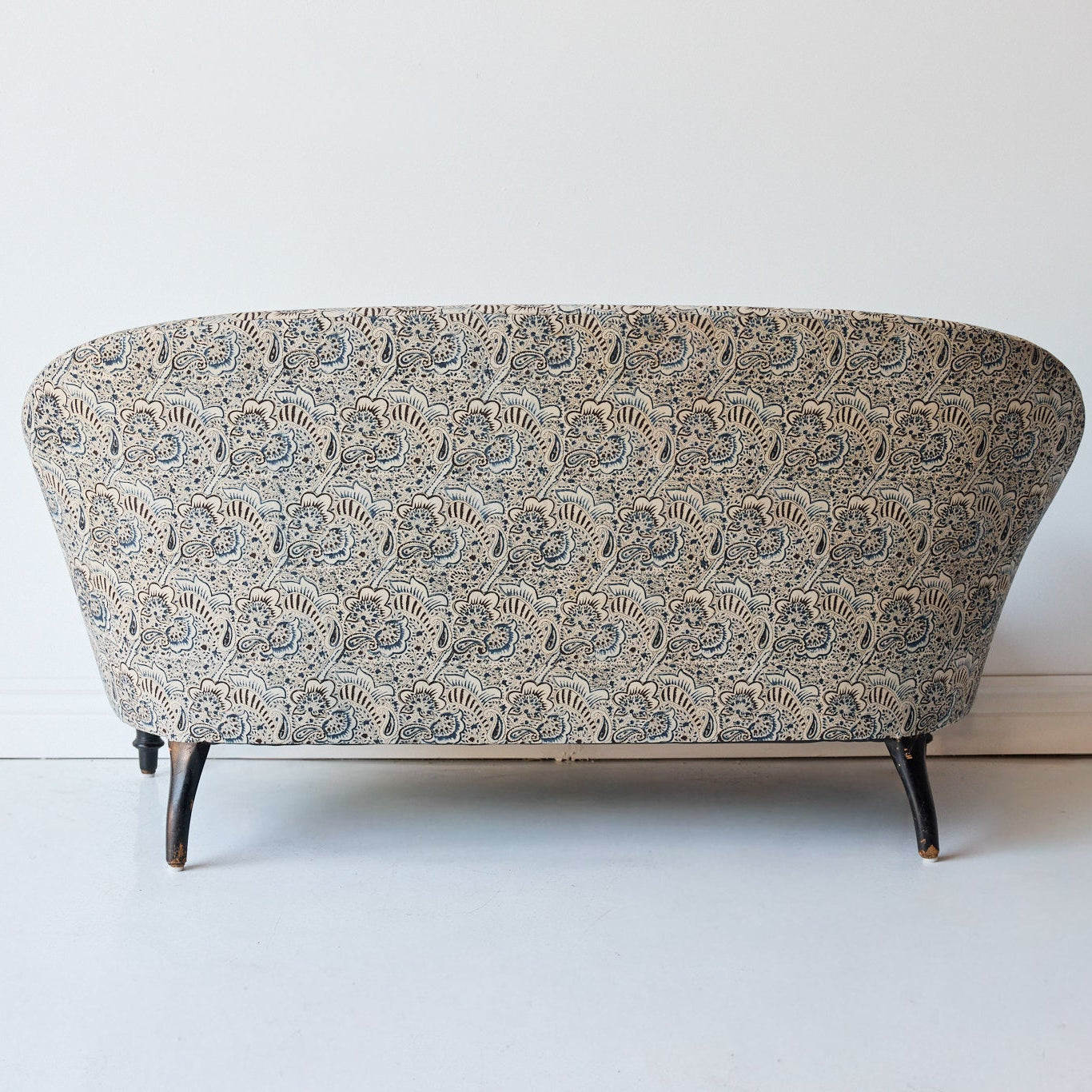 Upholstered Vintage Crapaud Settee | Alexandra Indigo - elsie green - Furniture