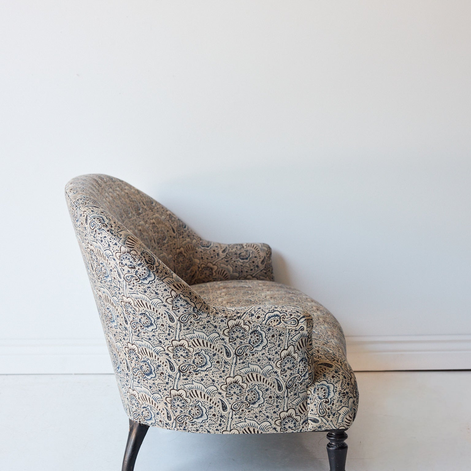 Upholstered Vintage Crapaud Settee | Alexandra Indigo - elsie green - Furniture