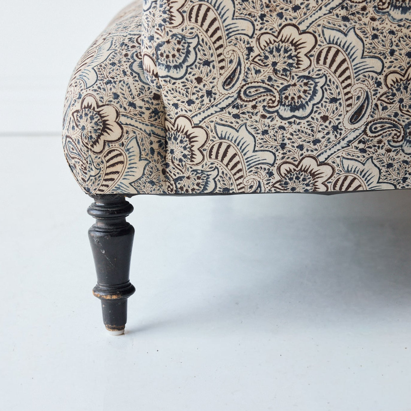 Upholstered Vintage Crapaud Settee | Alexandra Indigo - elsie green - Furniture