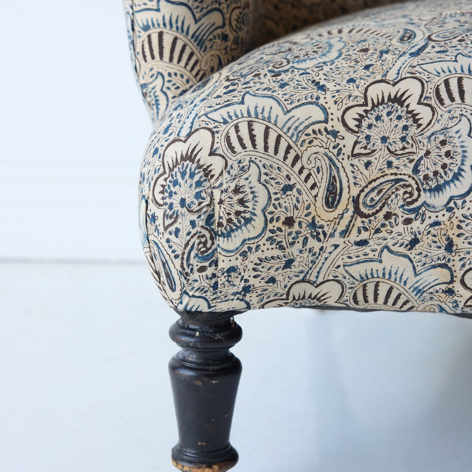 Upholstered Vintage Crapaud Settee | Alexandra Indigo - elsie green - Furniture