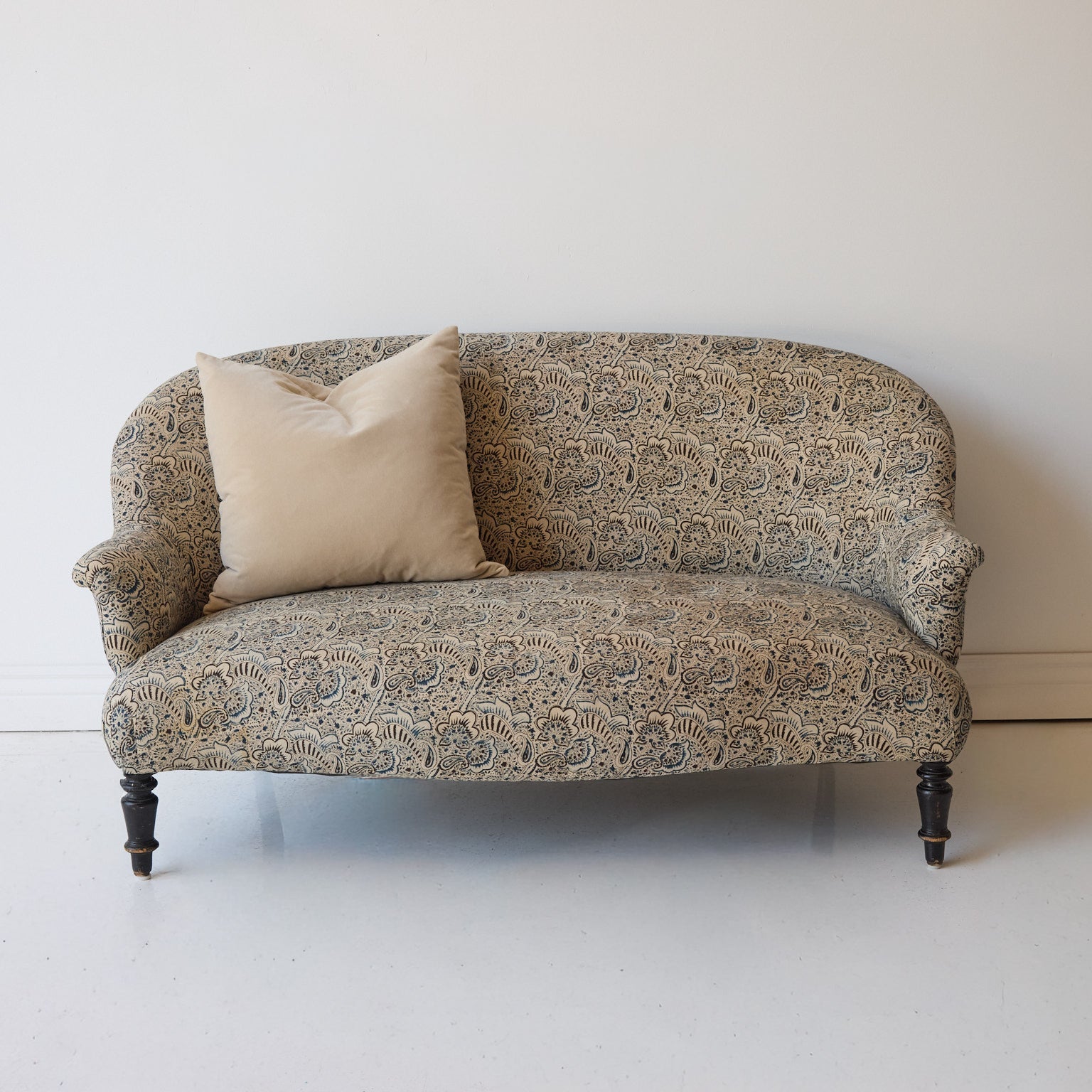 Upholstered Vintage Crapaud Settee | Alexandra Indigo - elsie green - Furniture