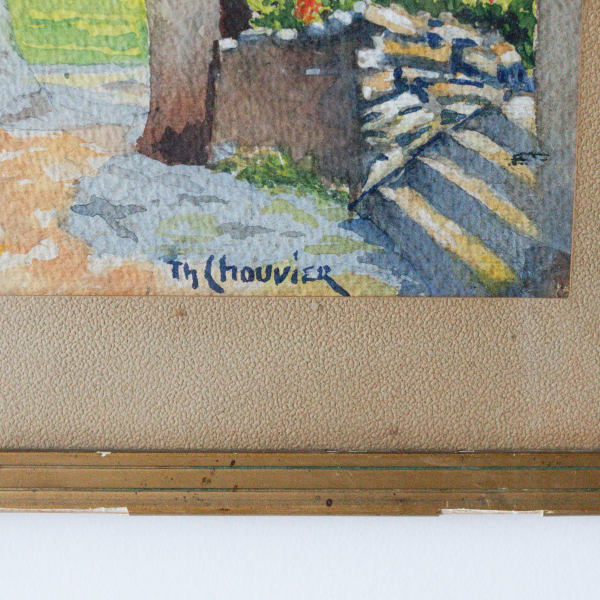 Village with Tile Roofs Watercolor Painting - elsie green - art