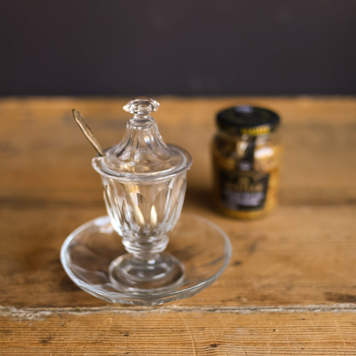 Vintage Baccarat Crystal Mustard Pot - elsie green - the french kitchen