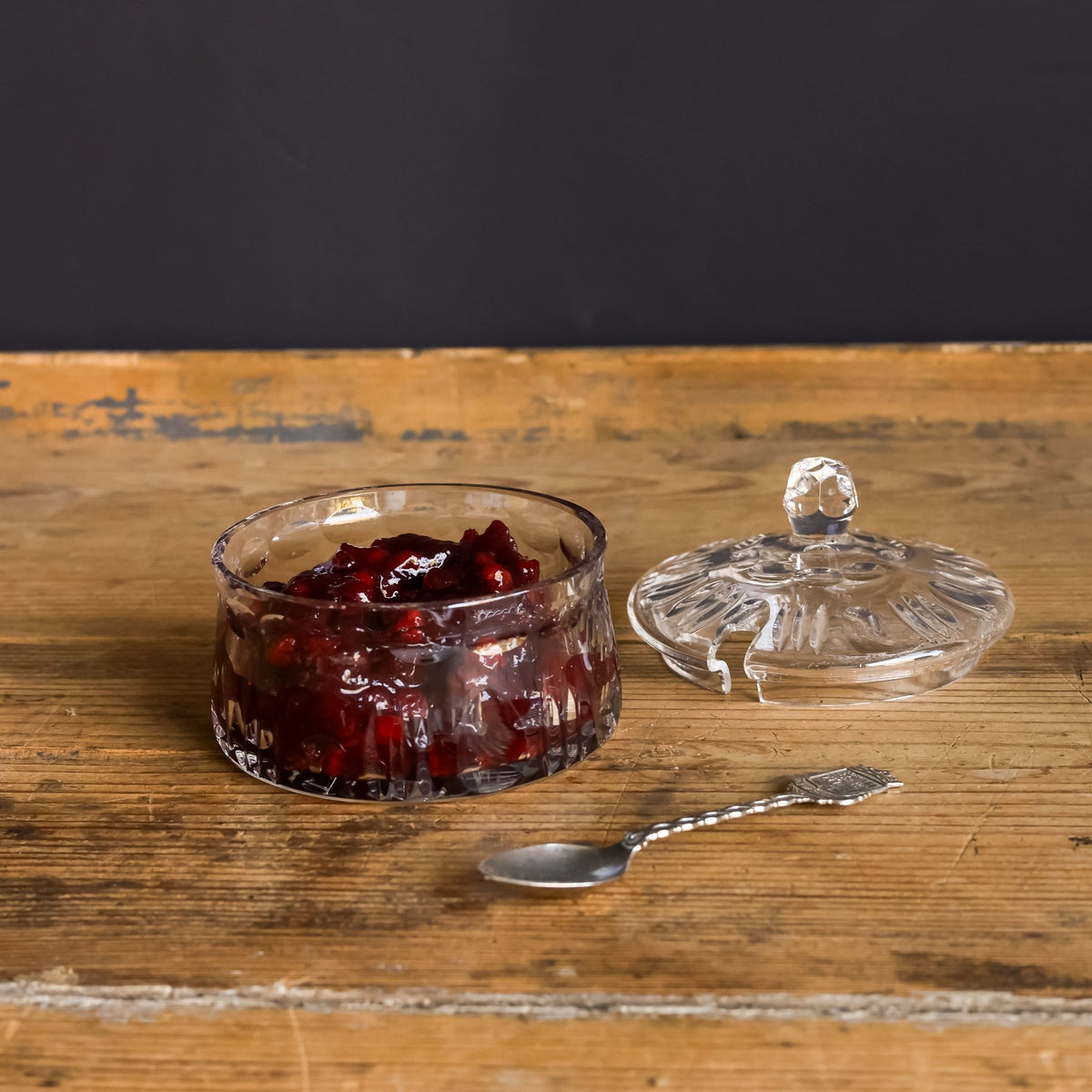 Vintage Baccarat Crystal Sugar Bowl with Petite Souvenir Spoon - elsie green - the french kitchen