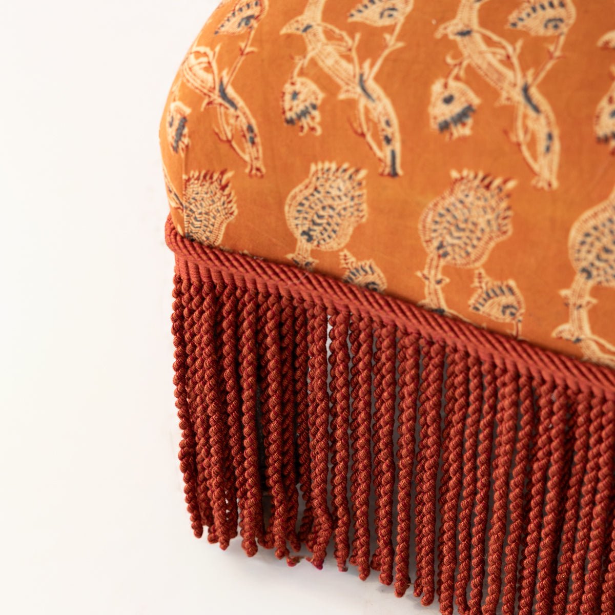 Vintage Block Print Crapaud Chair | Rupa Saffron - elsie green - furniture