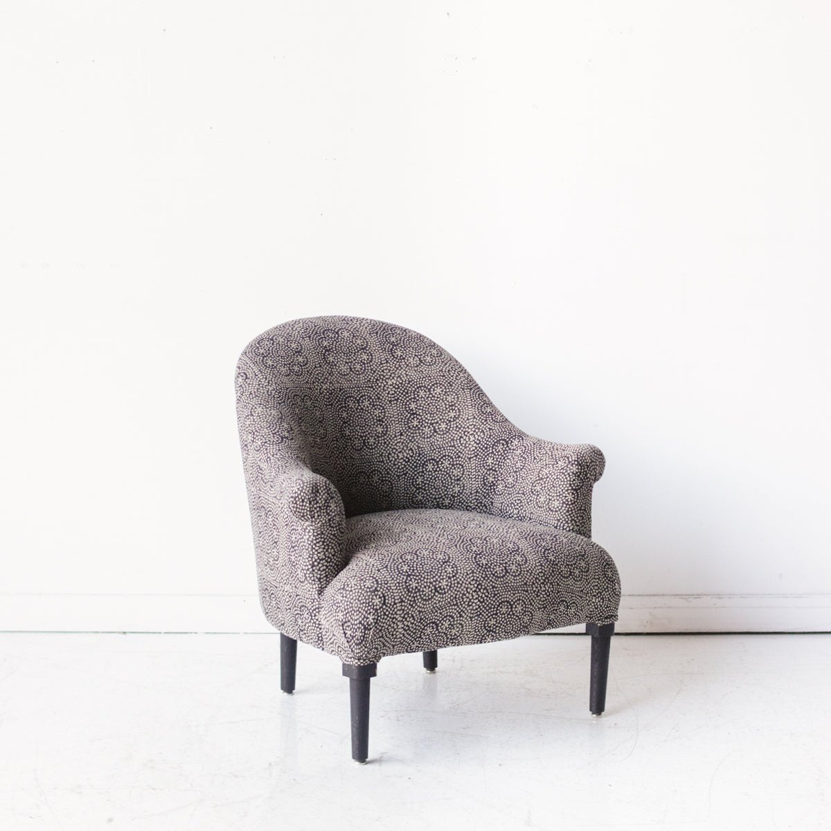 Vintage Block Print Crapaud Chair | Wisteria Noir - elsie green - Furniture