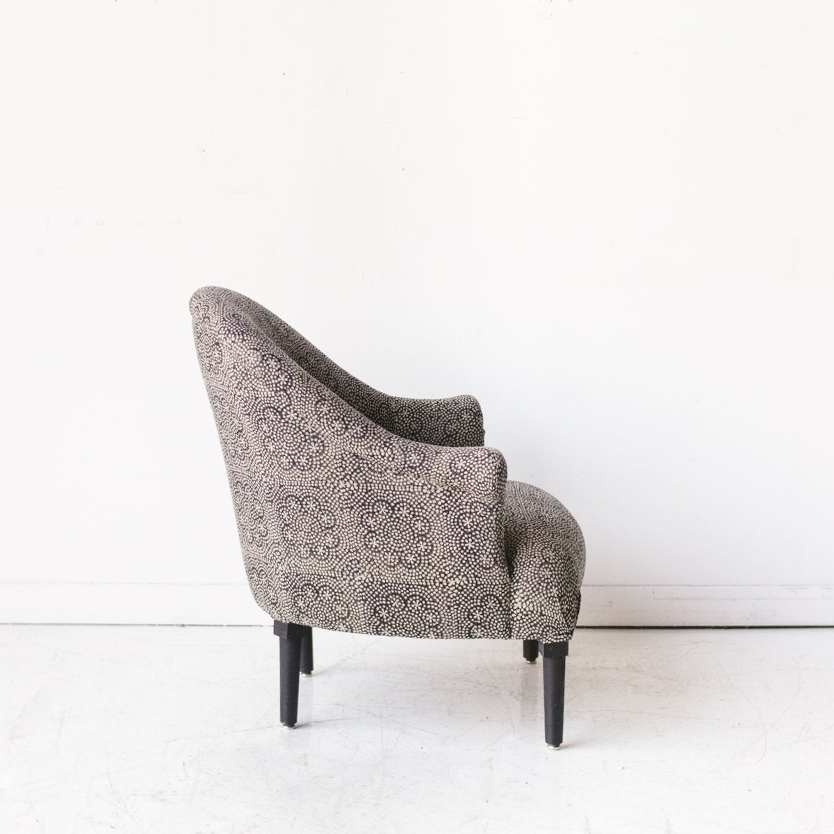 Vintage Block Print Crapaud Chair | Wisteria Noir - elsie green - Furniture