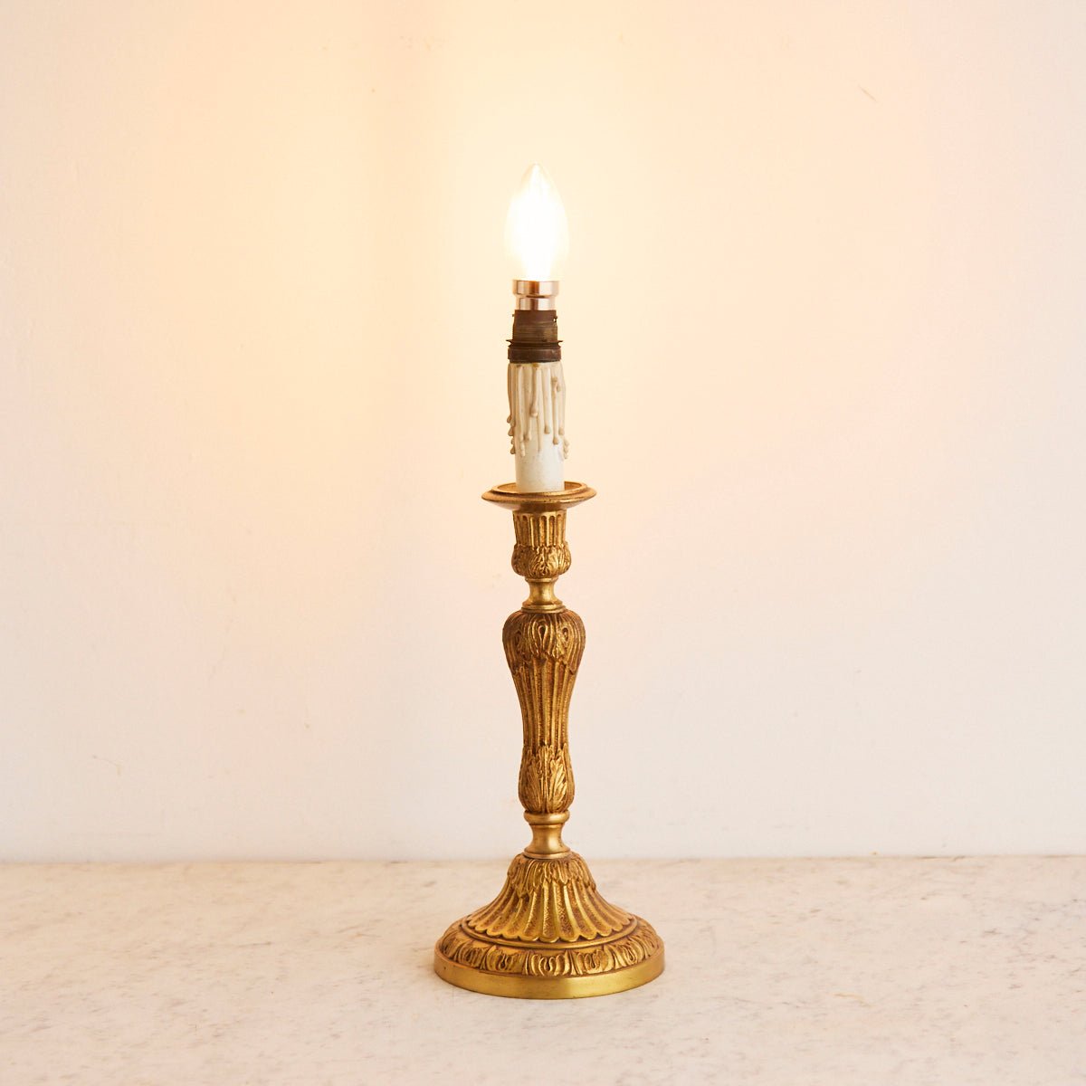 Vintage Brass Candlestick Lamp - elsie green - decor