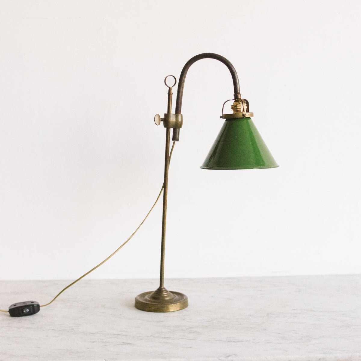 Vintage Brass & Enamel Task Lamp - elsie green - decor