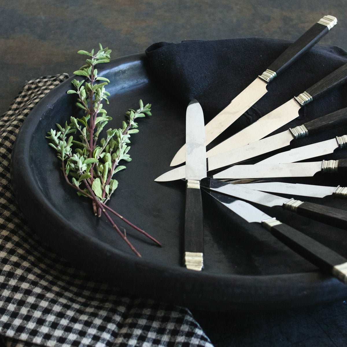 Vintage Ebonized Knife Set of 9 - elsie green - the french kitchen
