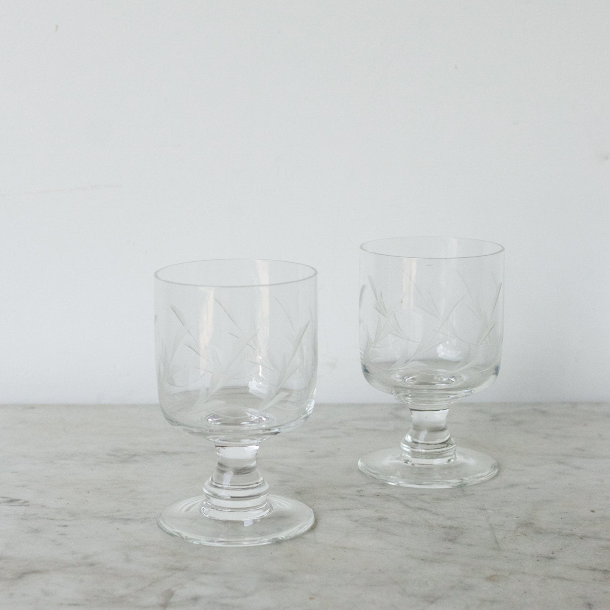 Vintage Engraved Glassware Set - Pairs - elsie green - the french kitchen