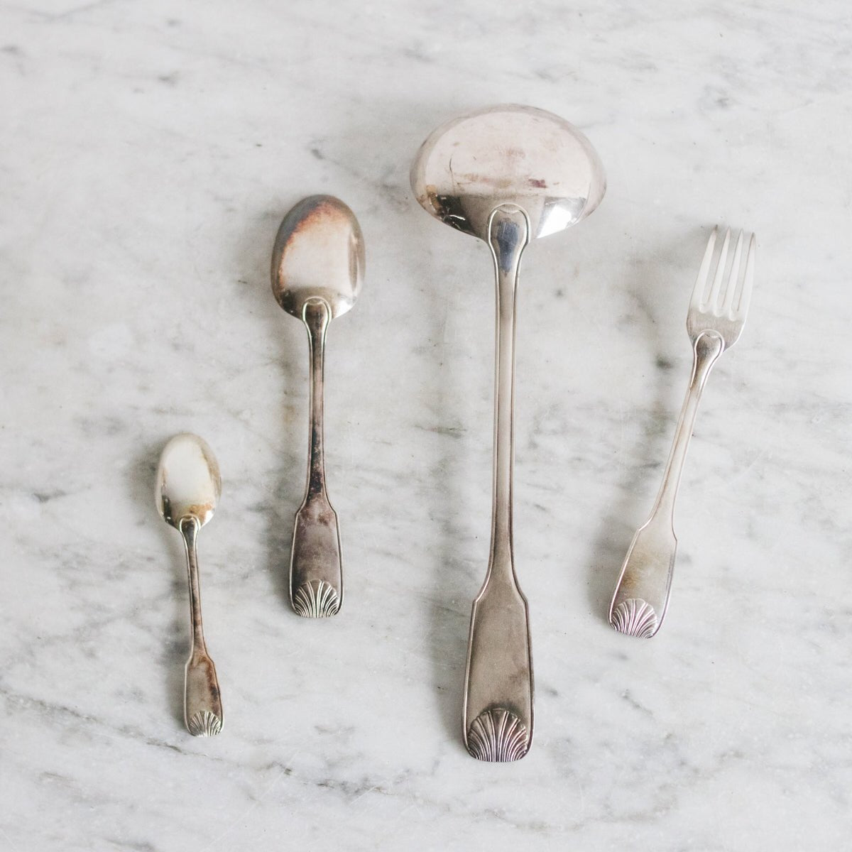 Vintage French Coquille Flatware Set of 37 - elsie green - The French Kitchen