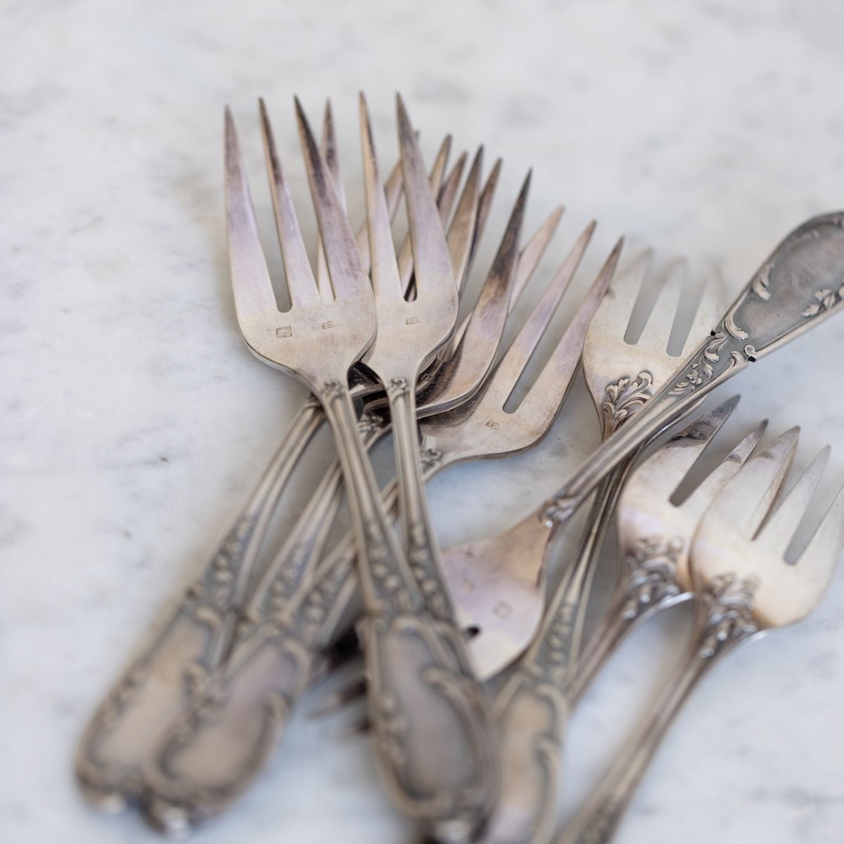 Vintage French Dessert Fork Set of 12 - elsie green - the french kitchen