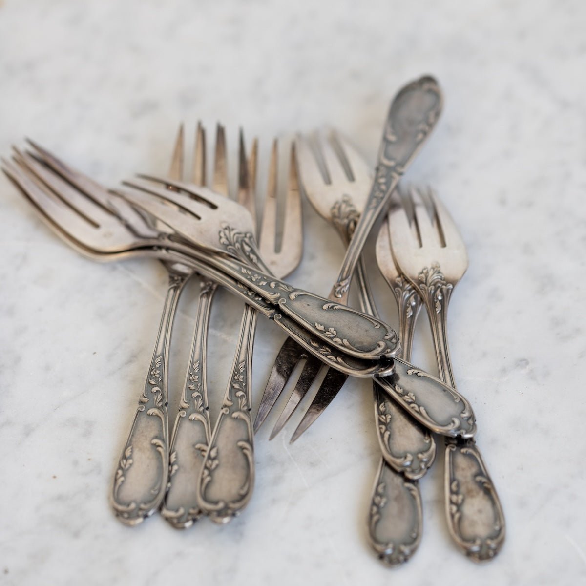 Vintage French Dessert Fork Set of 12 - elsie green - the french kitchen