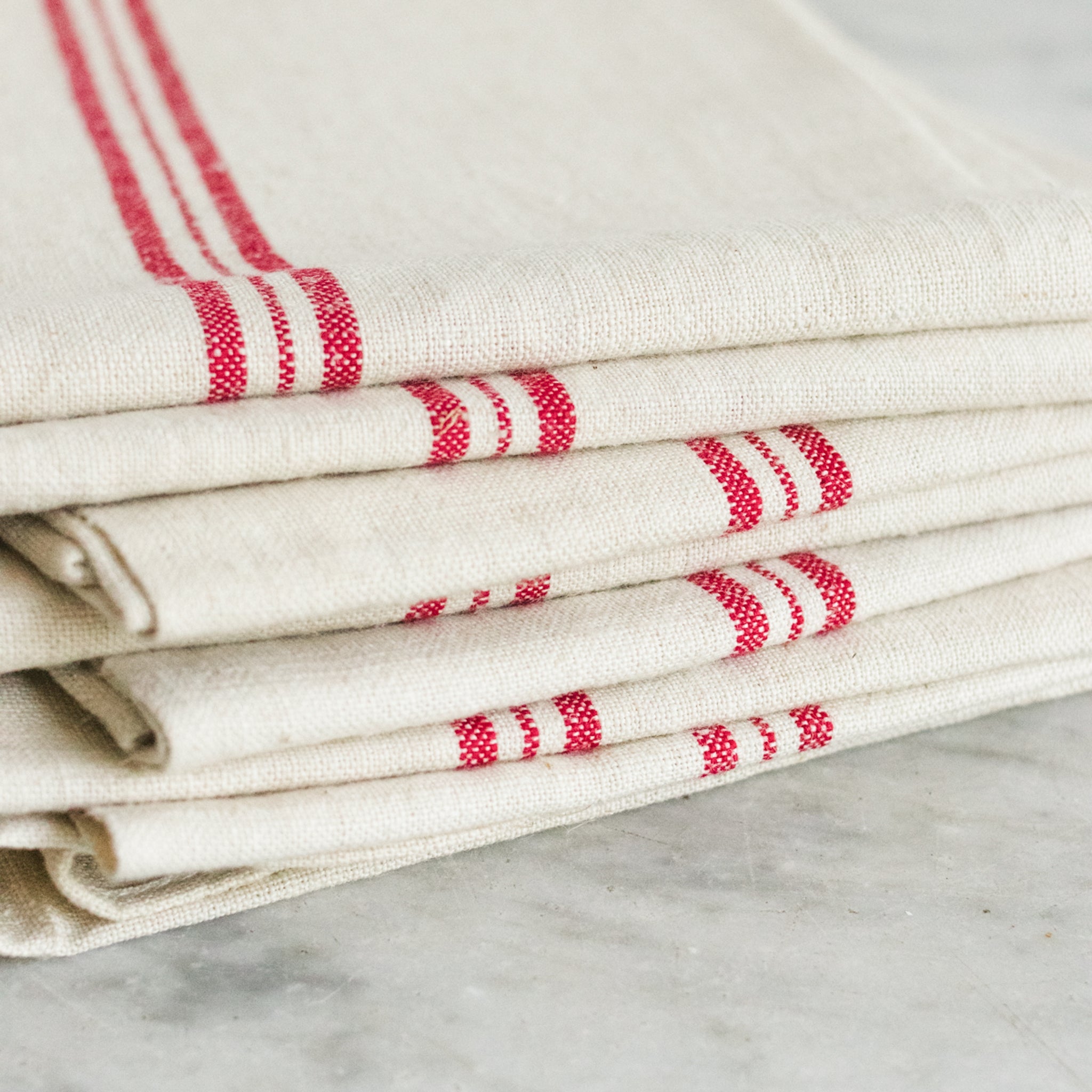 Vintage French Kitchen Towel Set of 7 - elsie green - textiles