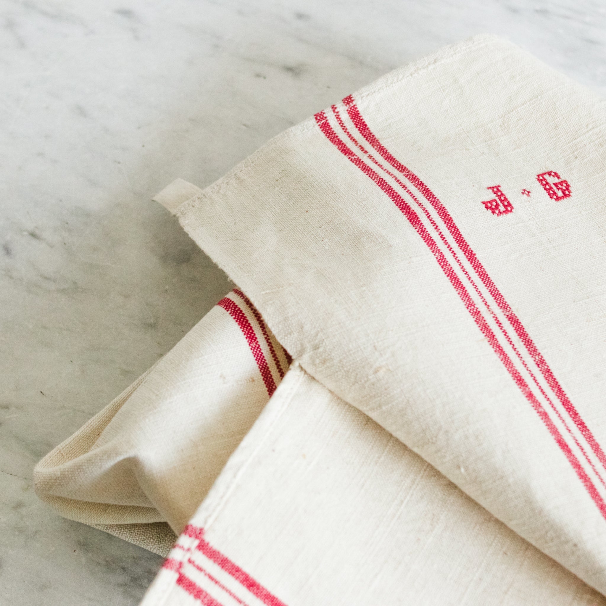 Vintage French Kitchen Towel Set of 7 - elsie green - textiles