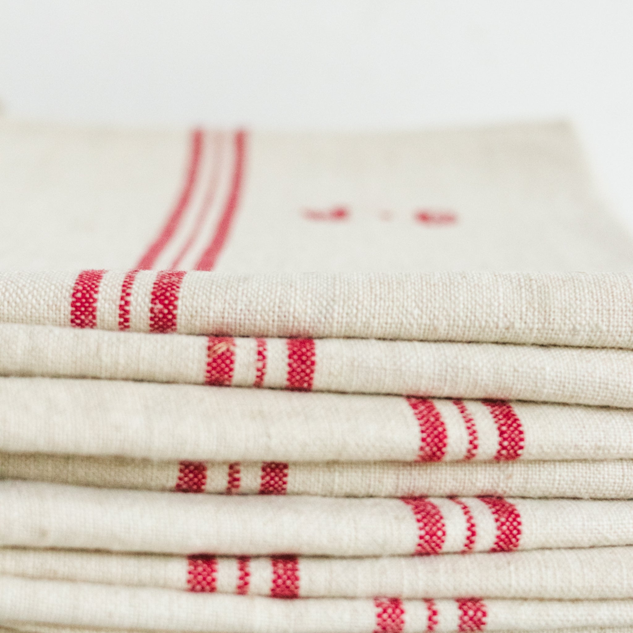 Vintage French Kitchen Towel Set of 7 - elsie green - textiles