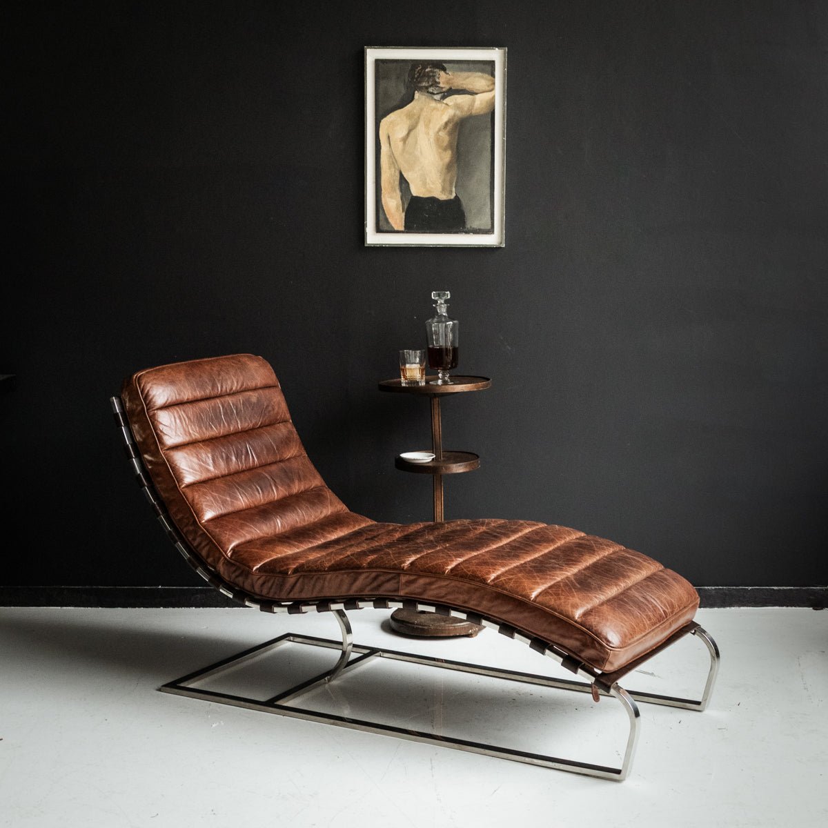 Vintage Leather Chaise - elsie green - furniture