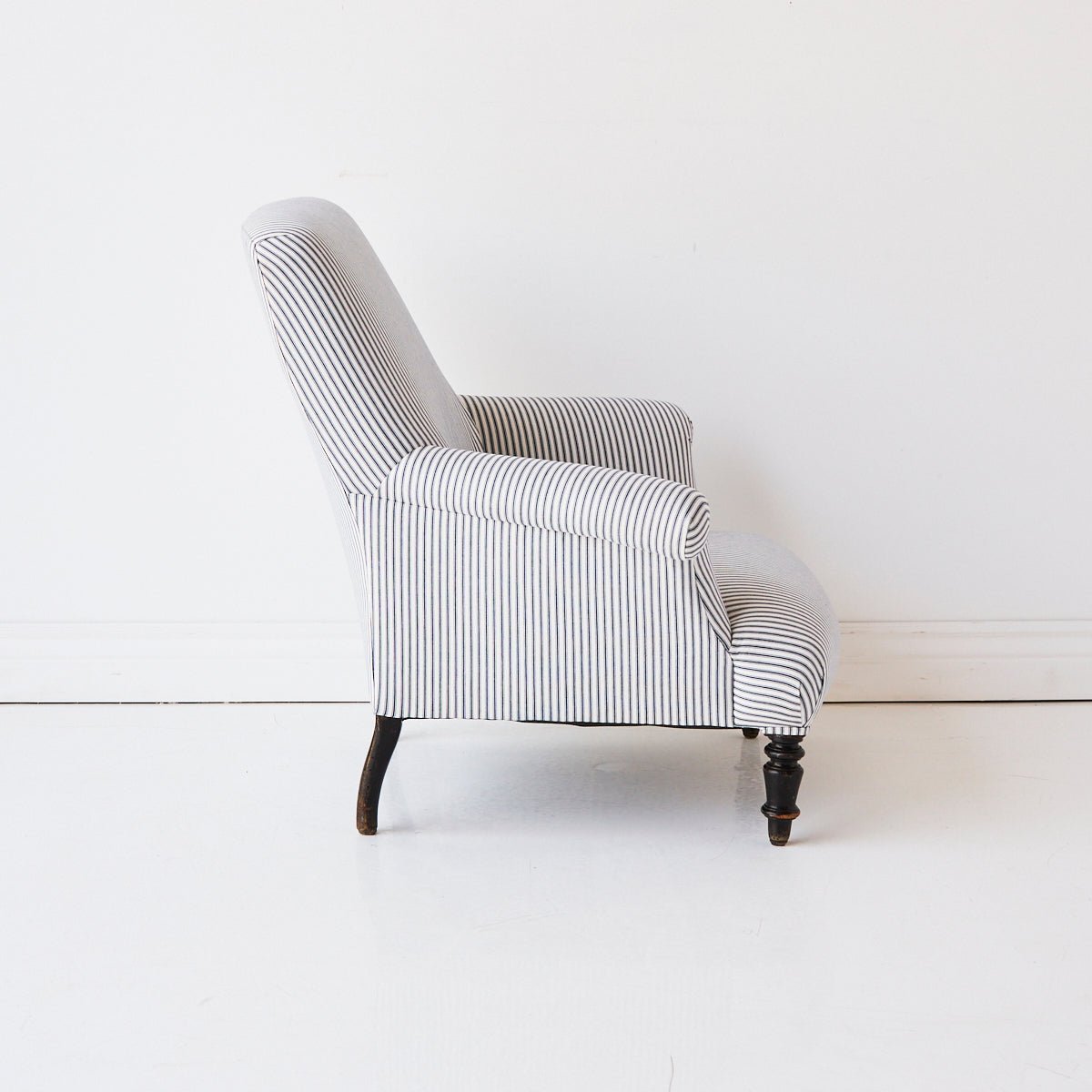 Vintage Napoleon Arm Chair | Indigo Ticking - elsie green - Furniture