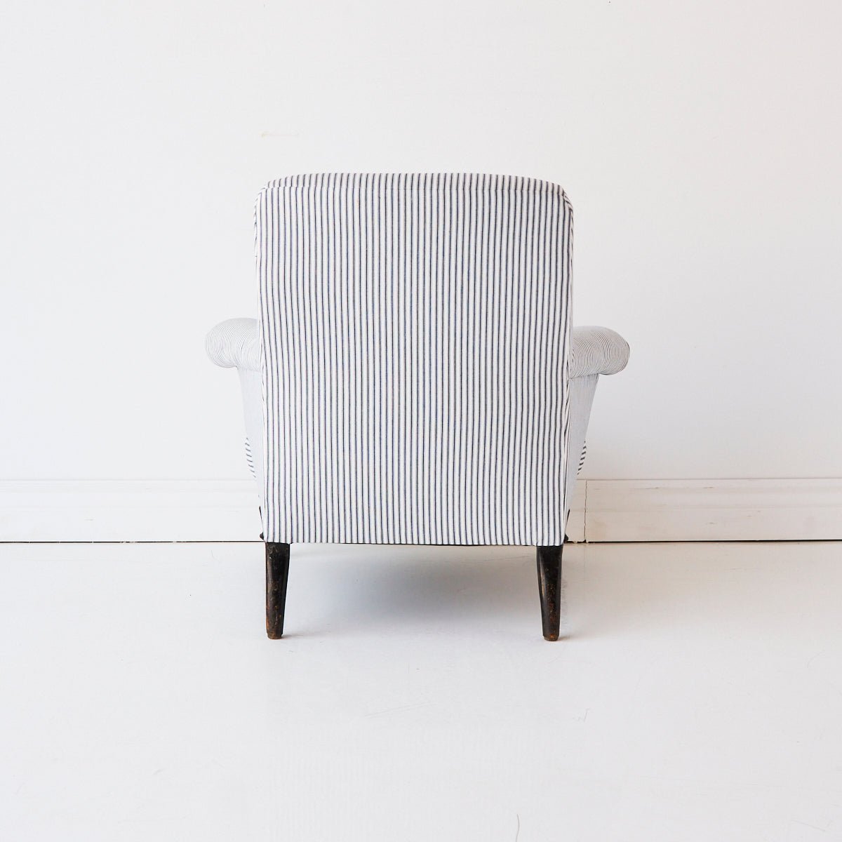Vintage Napoleon Arm Chair | Indigo Ticking - elsie green - Furniture
