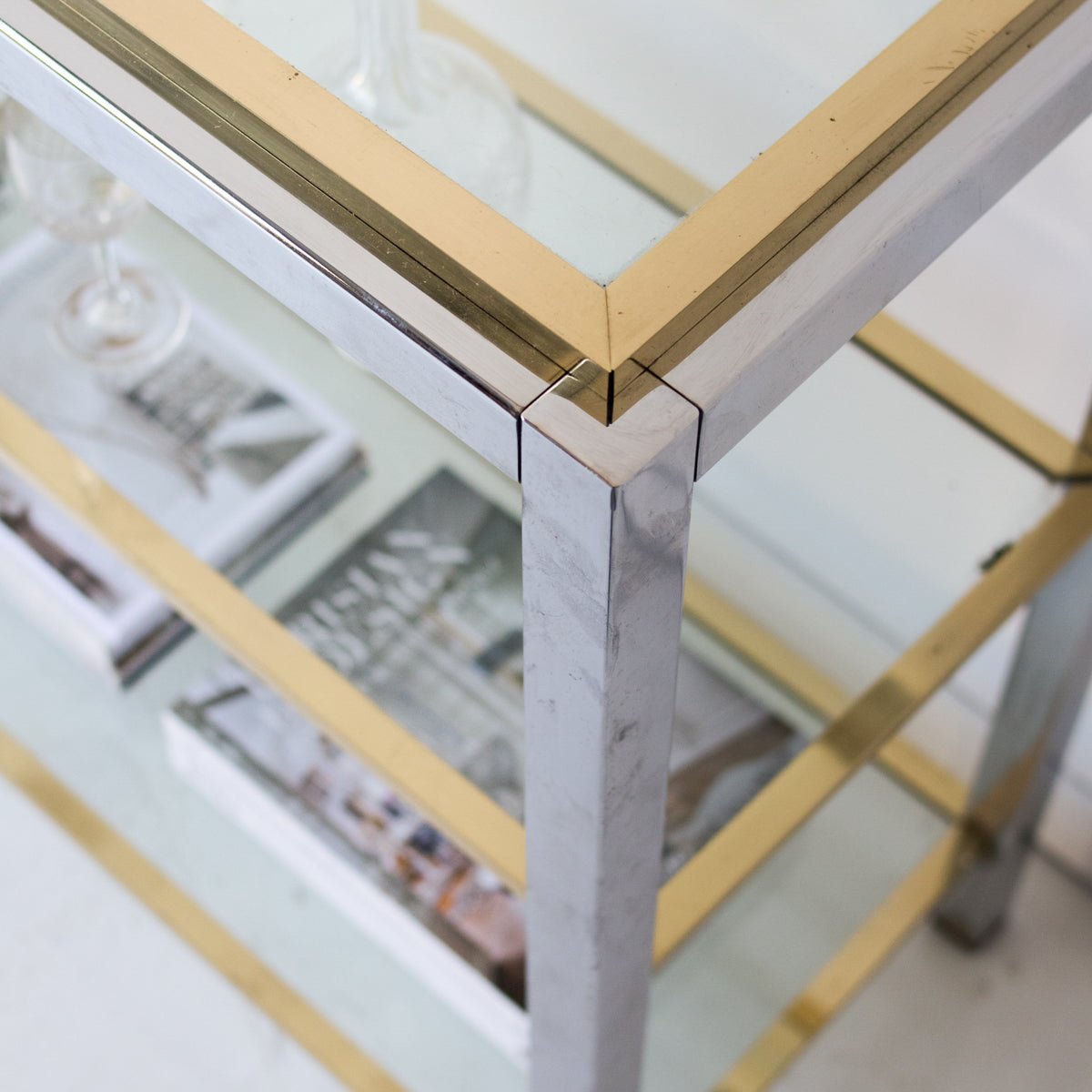 Vintage Nickel & Brass Console - elsie green - furniture