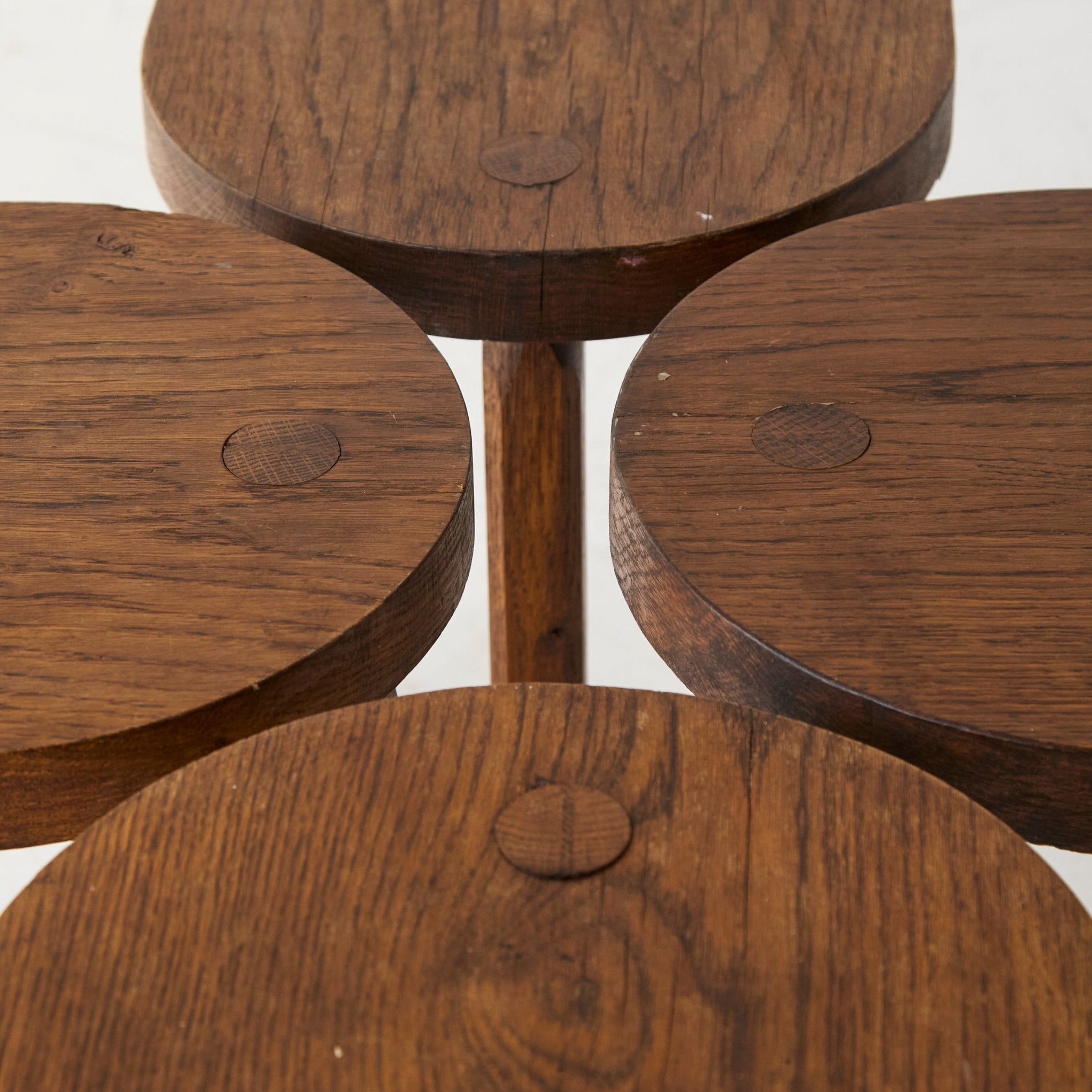 Vintage Oak Half Moon Stool Set of 4 - elsie green - Furniture