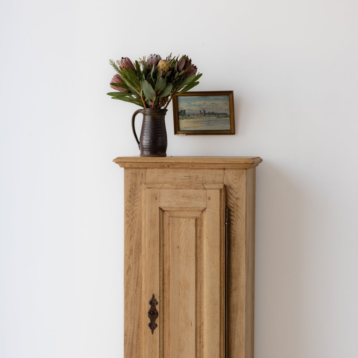 Vintage Oak Linen Cabinet - elsie green - furniture