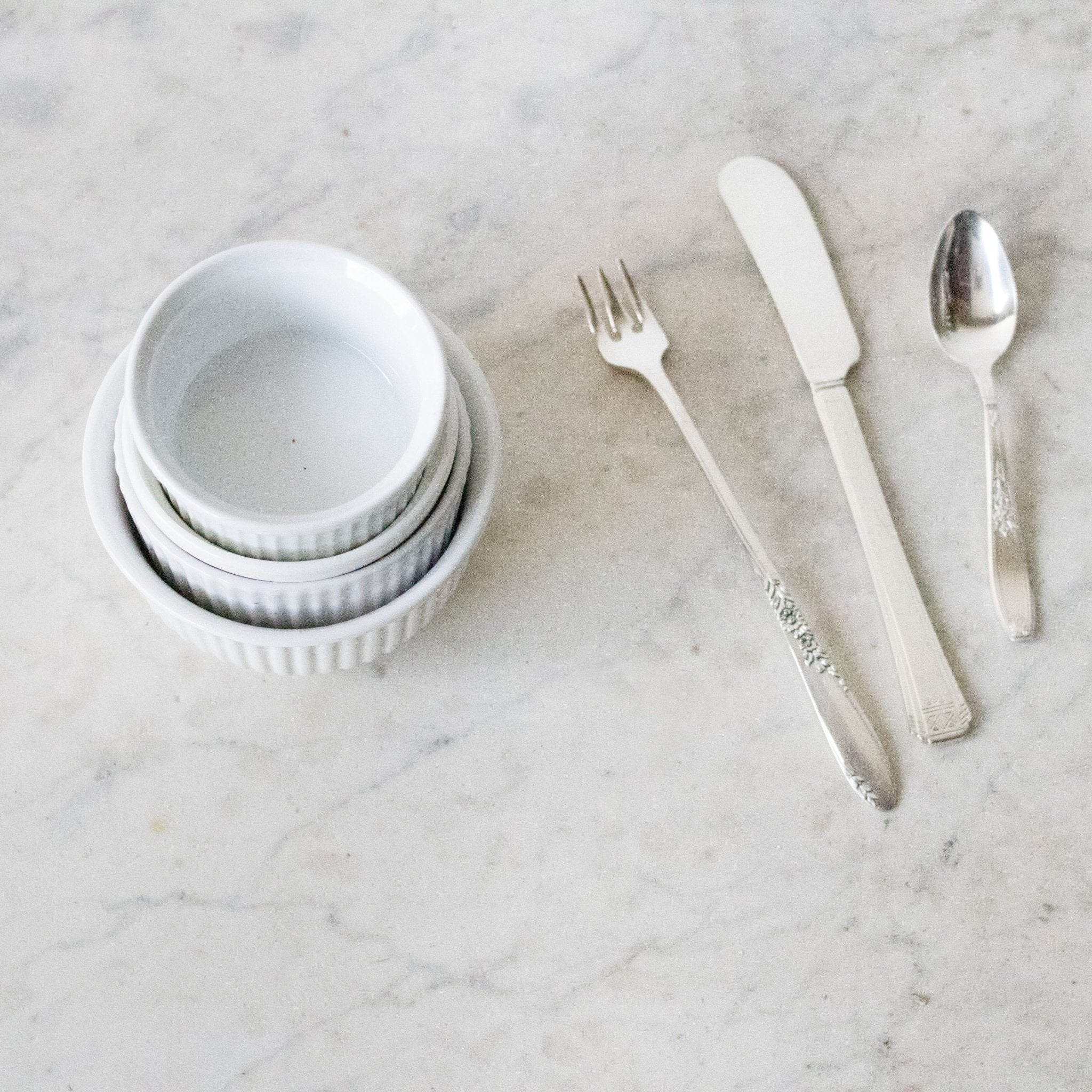 Vintage Ramekin Set of 4 with Vintage Silver - elsie green - the french kitchen