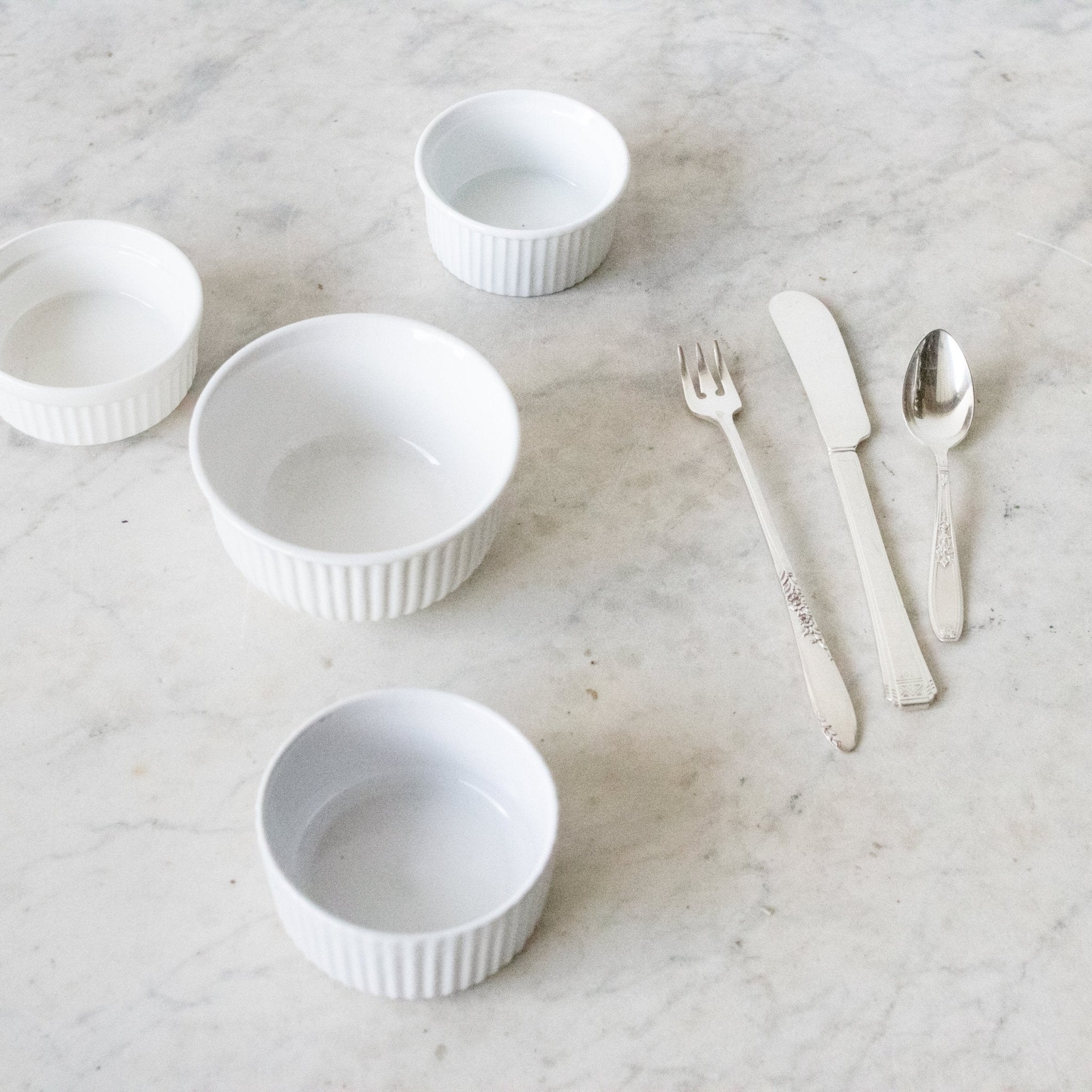 Vintage Ramekin Set of 4 with Vintage Silver - elsie green - the french kitchen