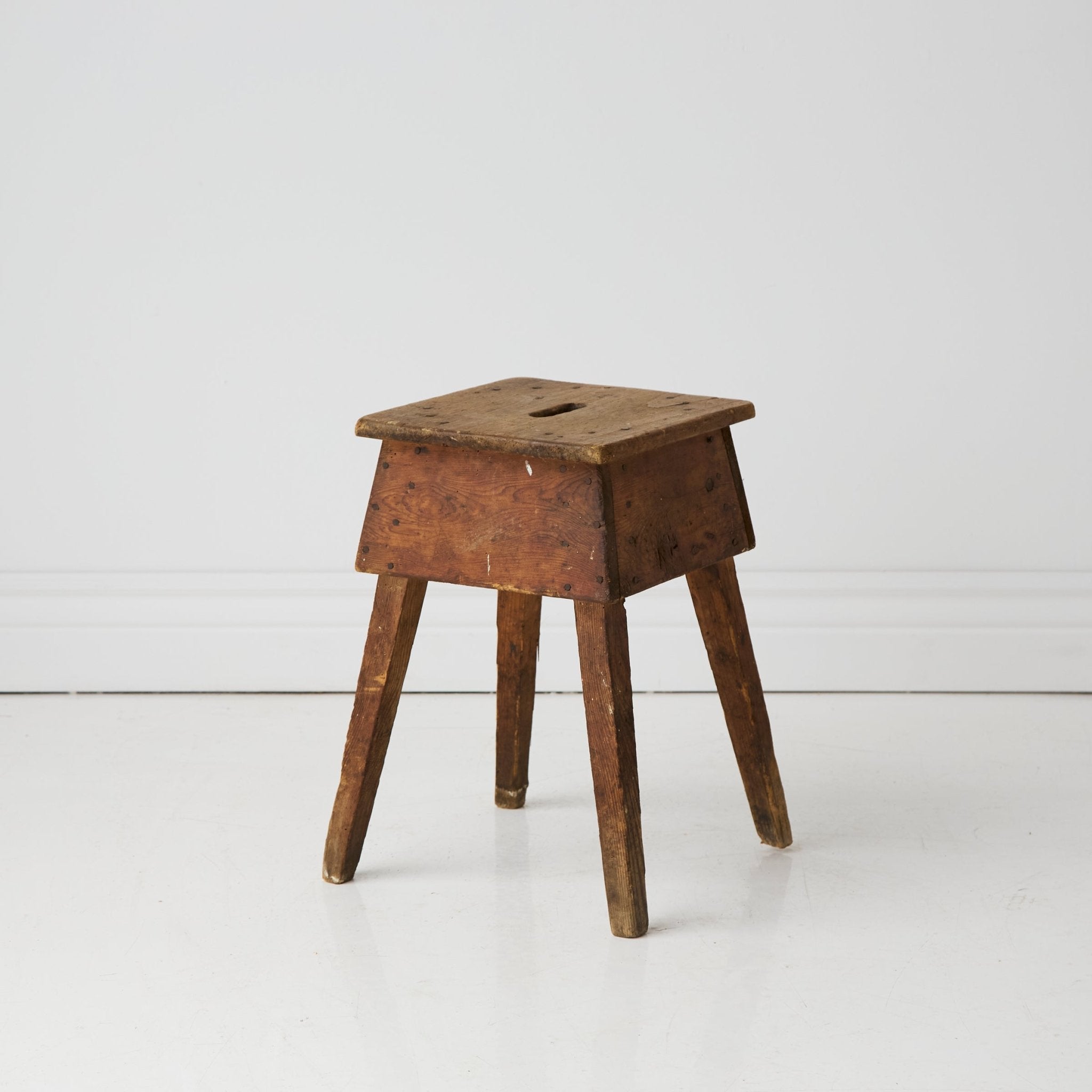 Vintage Raw Wood Stool - elsie green - furniture