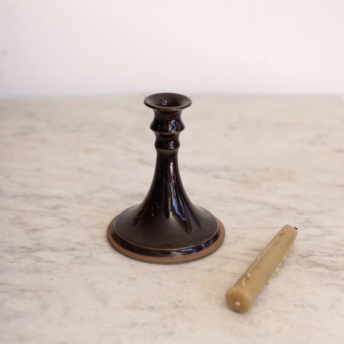 Vintage Stoneware Candlestick | Signed by Artist - elsie green - decor