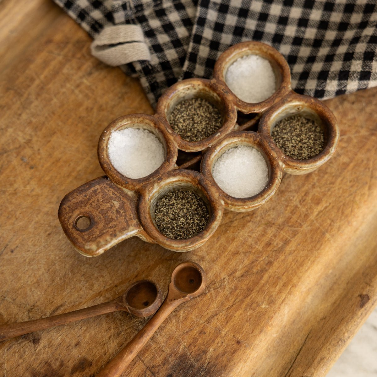 Vintage Stoneware Escargot Tray with Petite Spoons - elsie green - the french kitchen