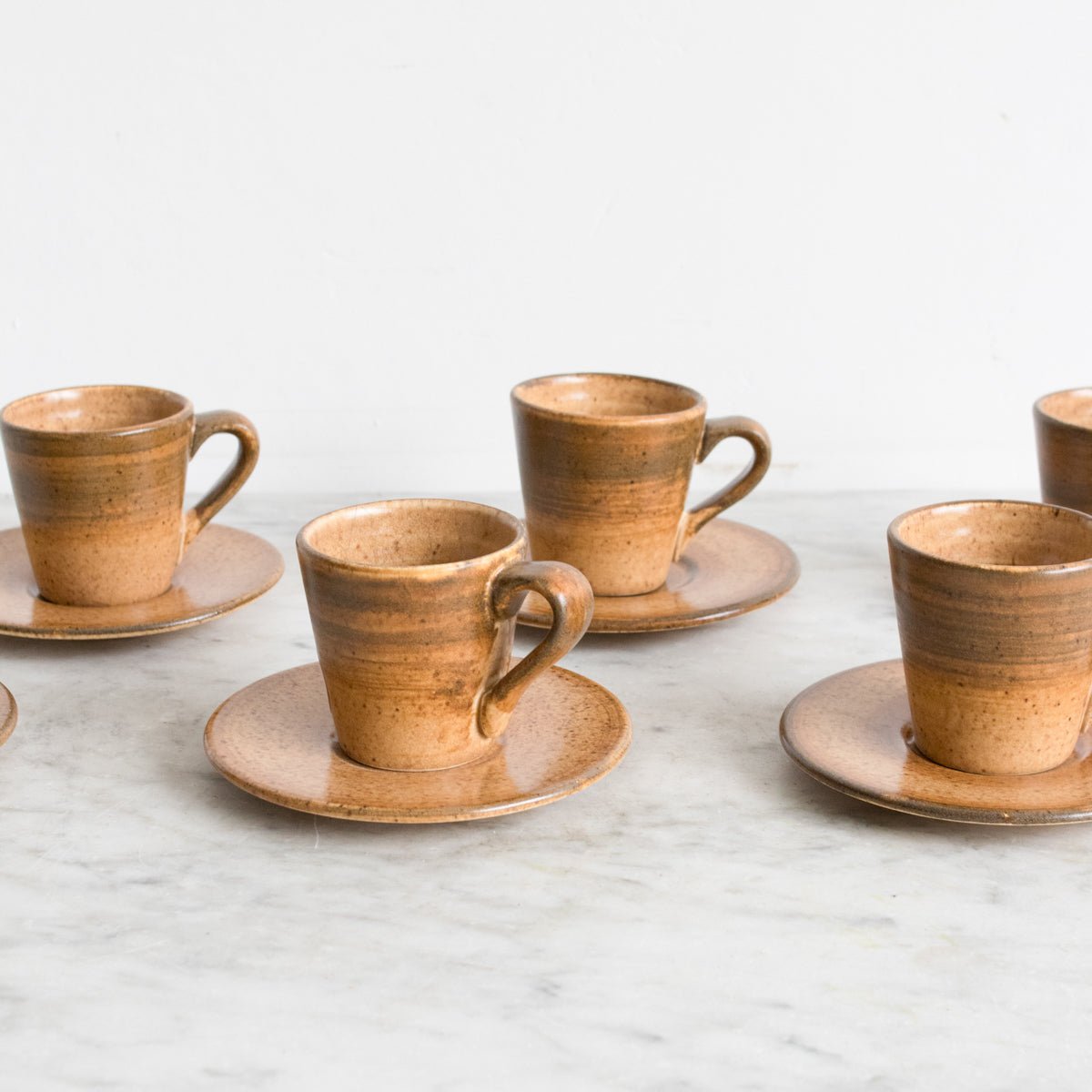 Vintage Stoneware Espresso Cup and Saucer Set of 6 - elsie green - the french kitchen