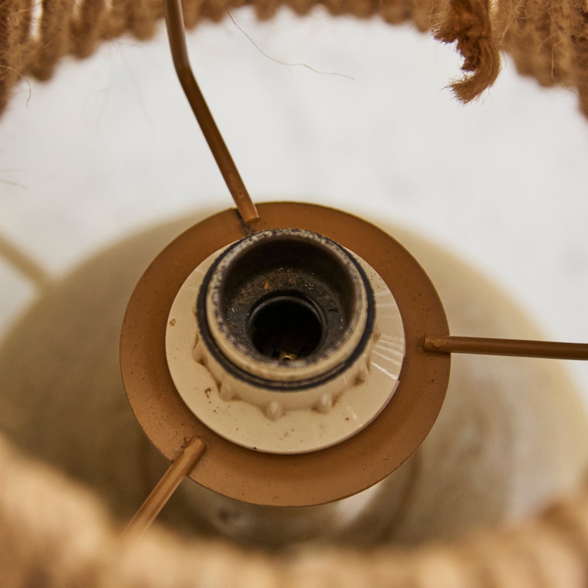 Vintage Stoneware Lamp with Hemp Shade - elsie green - decor