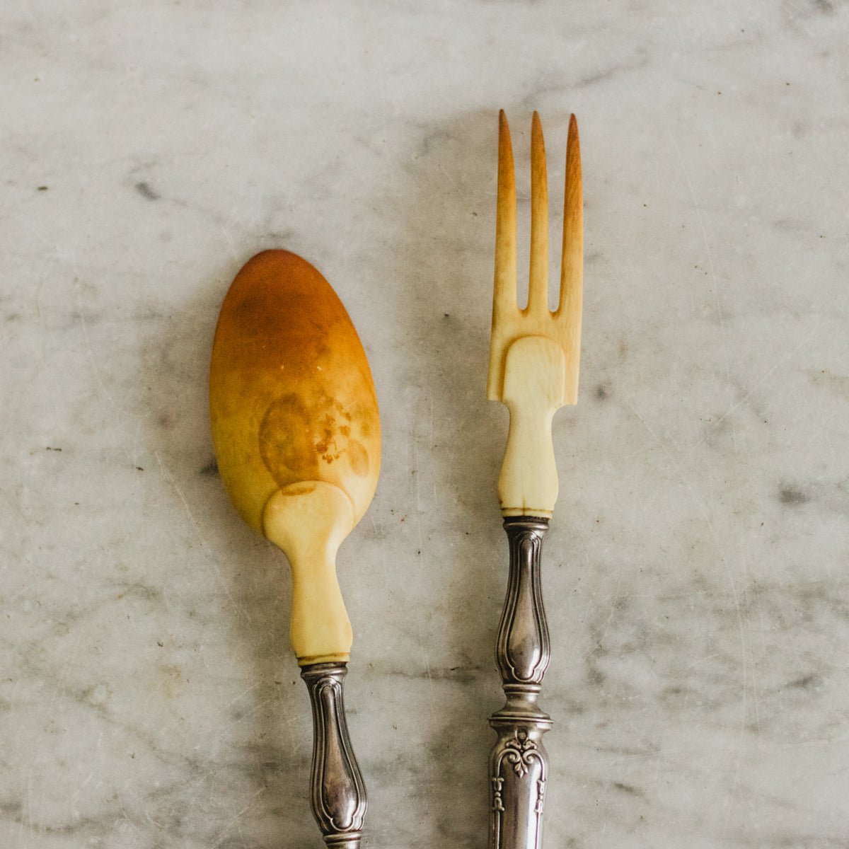 Vintage Stoneware Platter with Bone Serving Set - elsie green - The French Kitchen