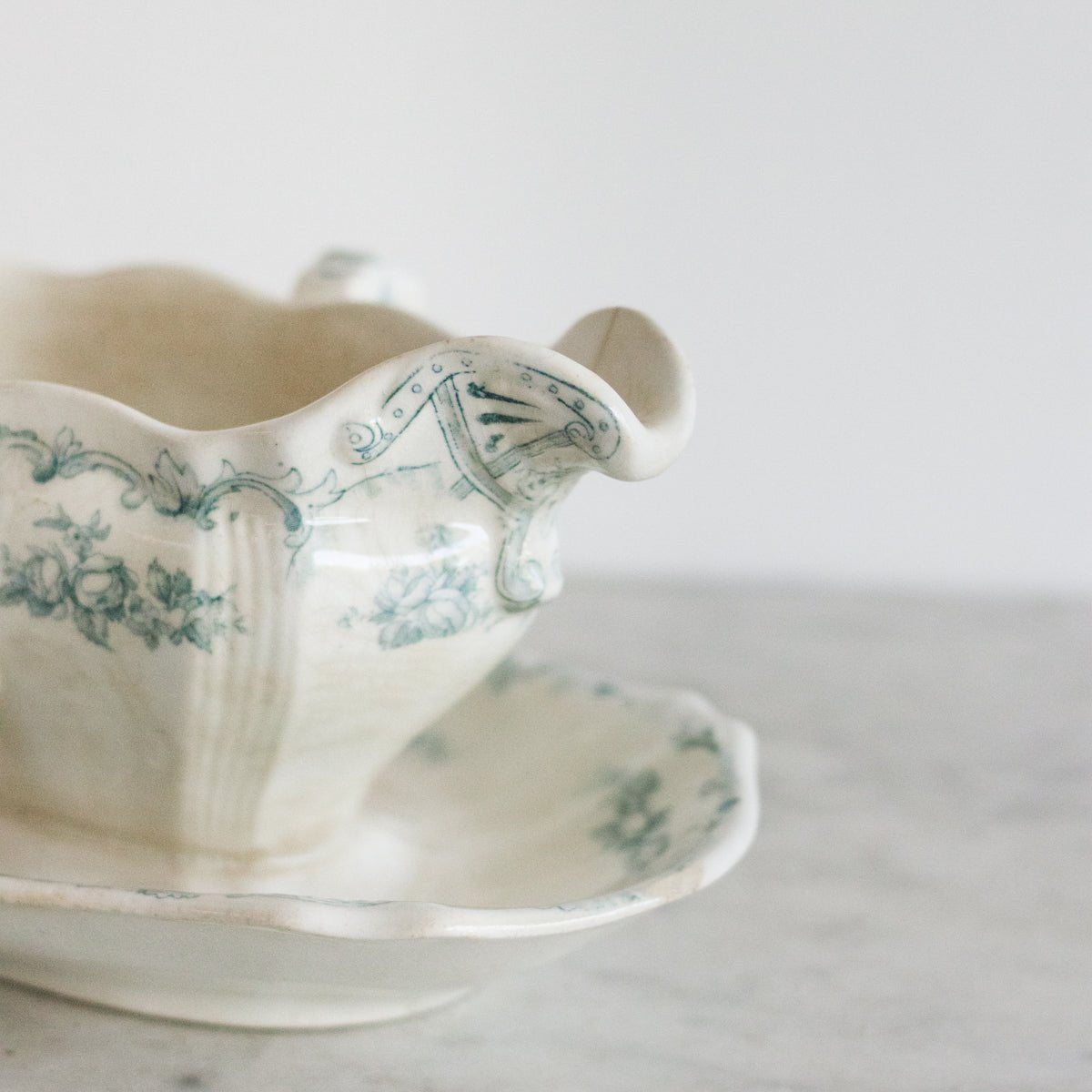 Vintage Transferware Gravy Boat - elsie green - The French Kitchen