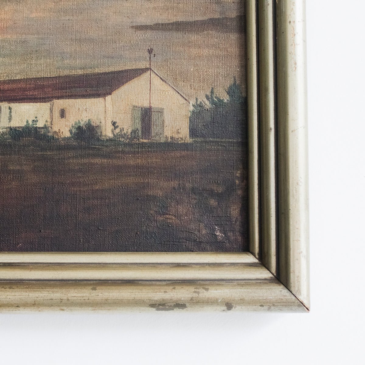 White Barn with Stormy Skies Oil Painting - elsie green - art
