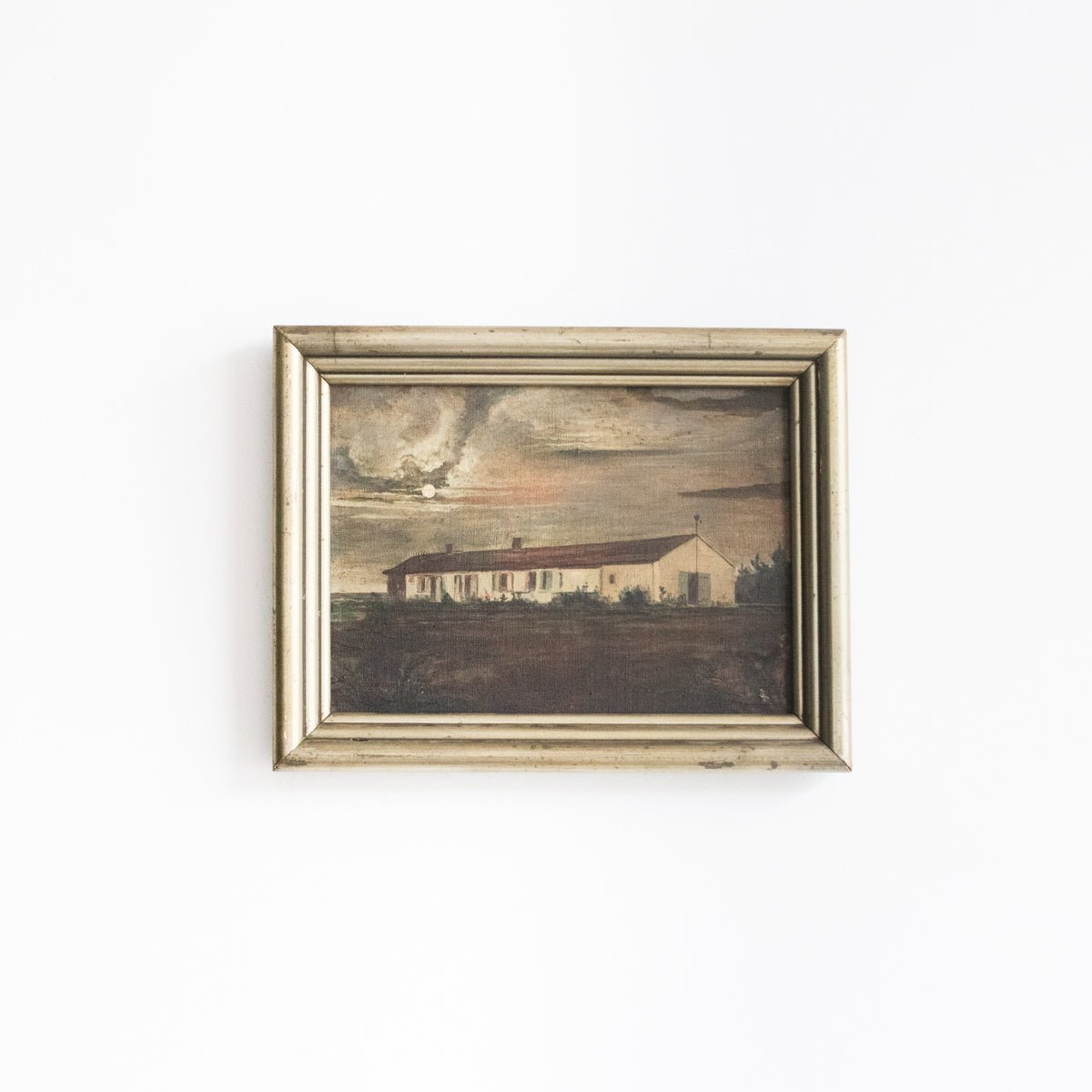 White Barn with Stormy Skies Oil Painting - elsie green - art