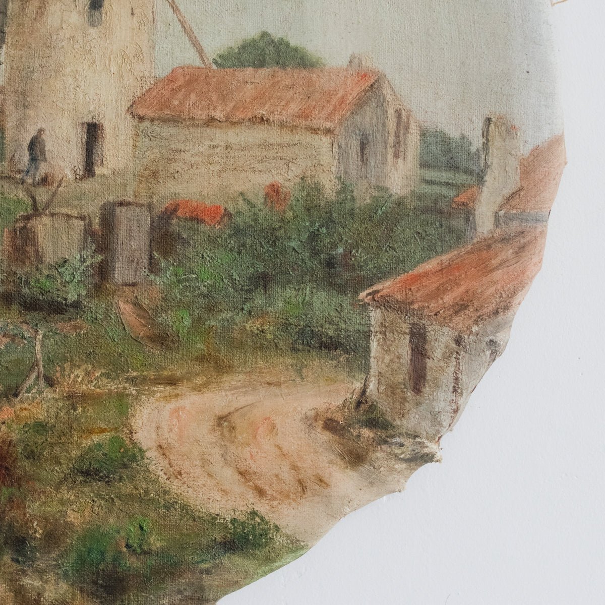 Windmill on Oval Canvas Oil Painting - elsie green - art