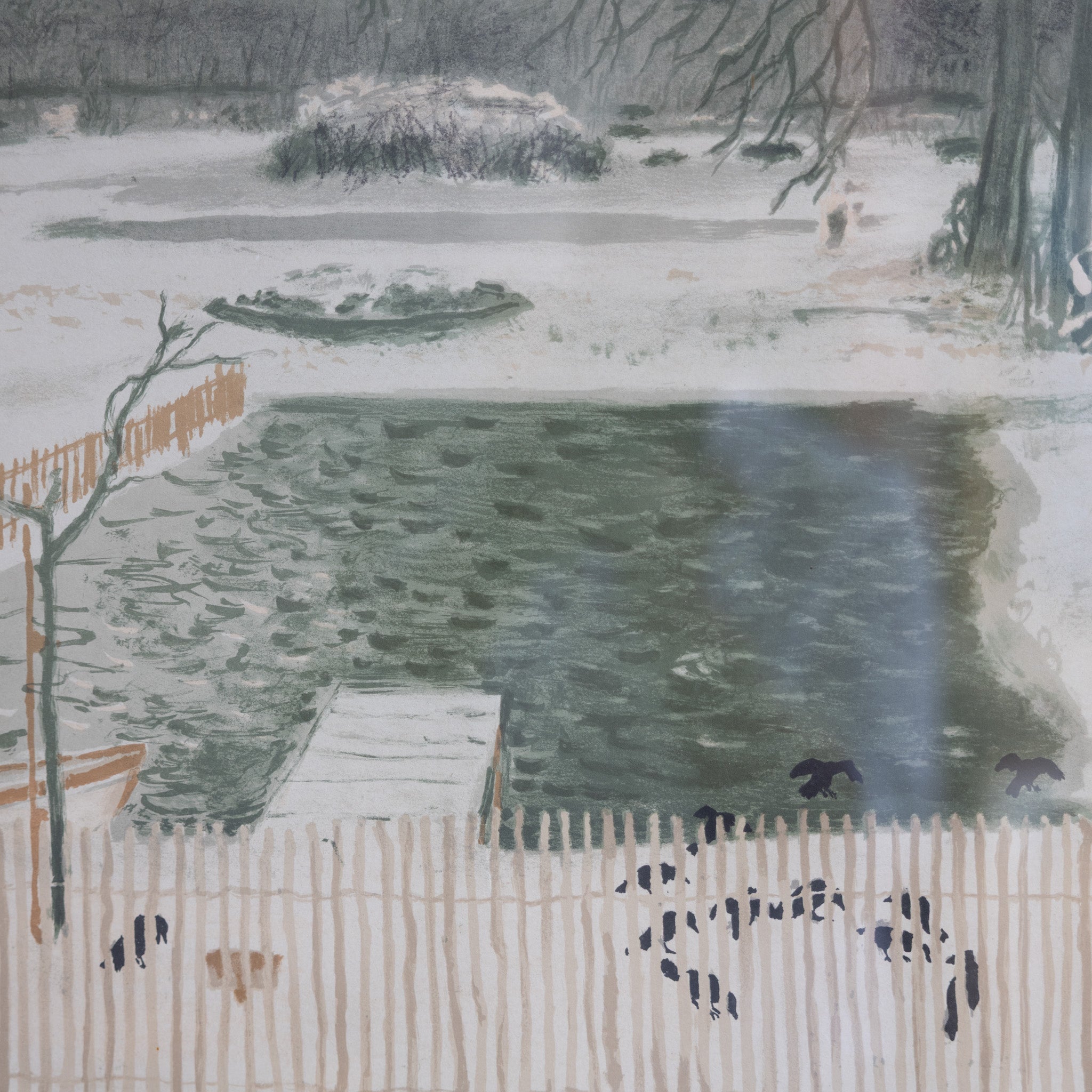 Wintery Trees Lithograph - elsie green - art