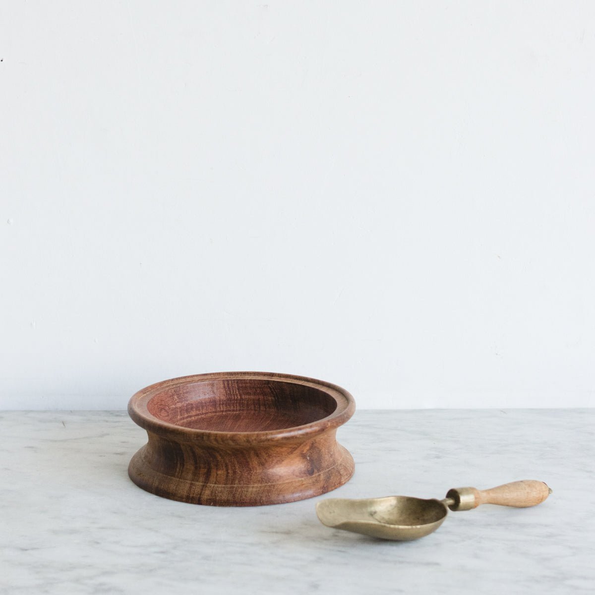 Wood Bowl with Brass Scoop - elsie green - decor