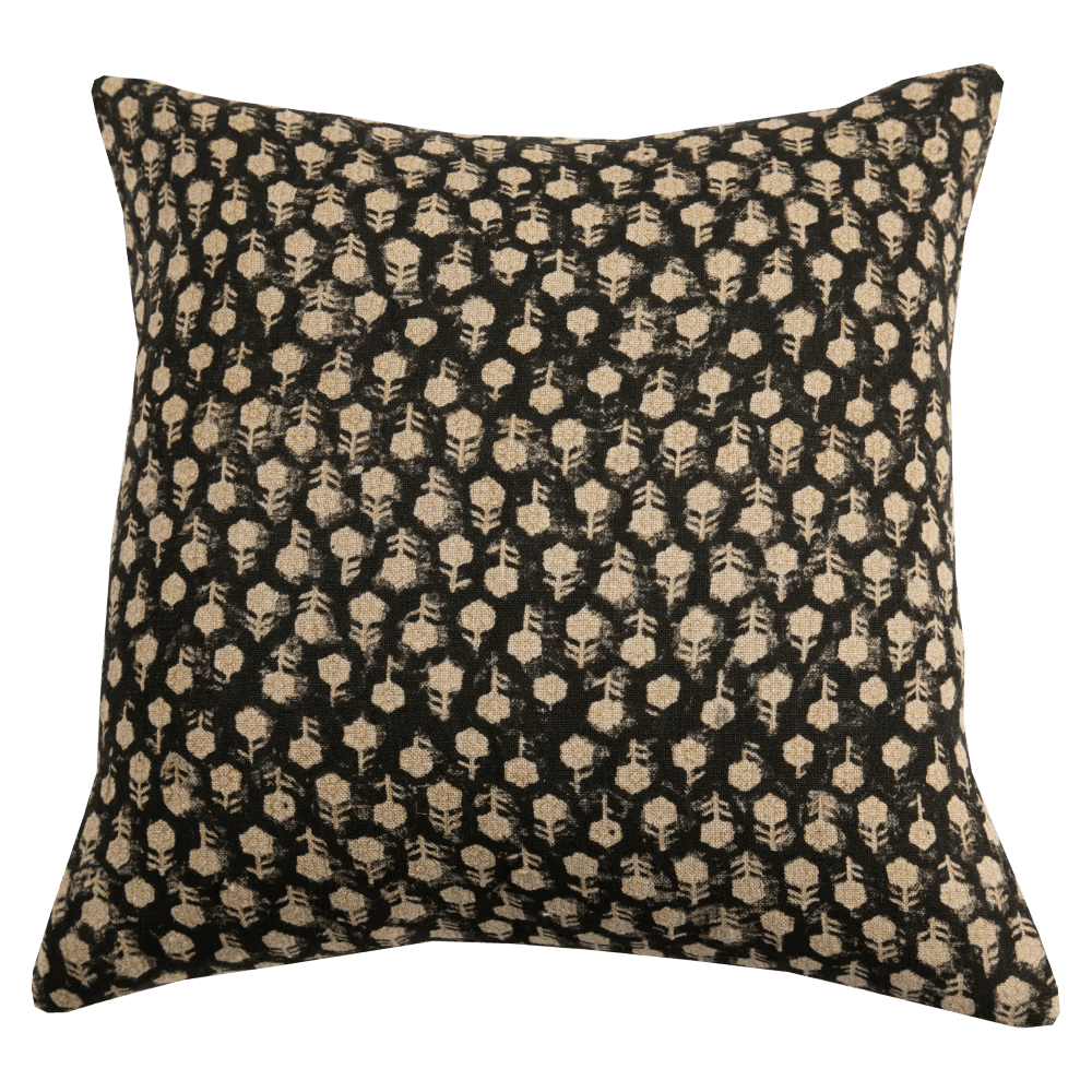 Block Print Pillow Cover | Tulsi Noir - elsie green - Textiles