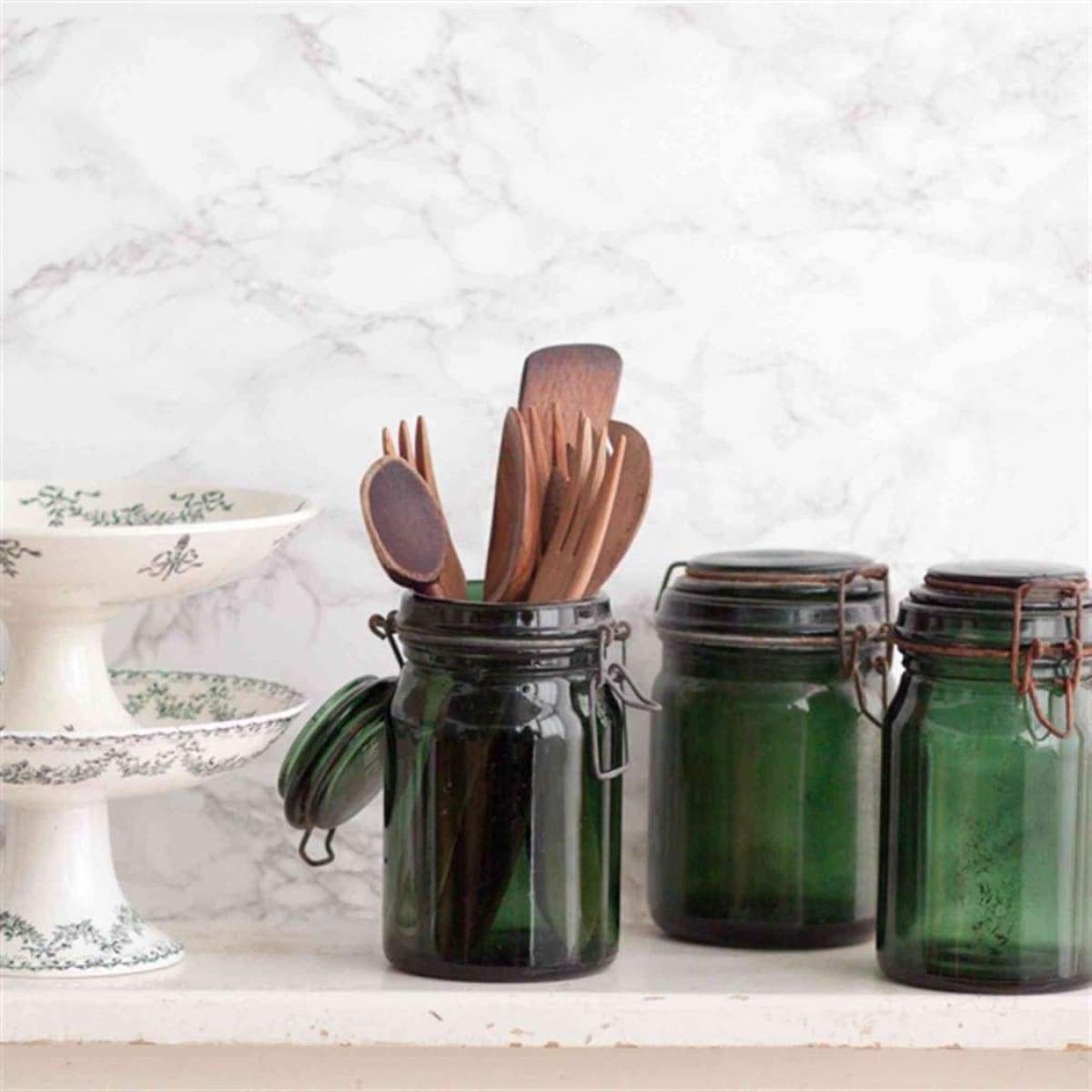 Deep Green Vintage Canning Jar - elsie green - The French Kitchen