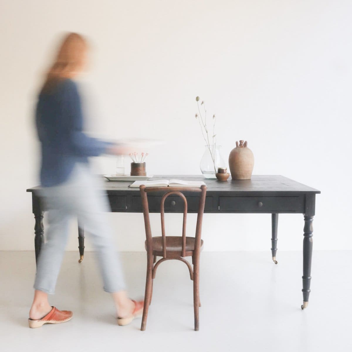 French Inspired Reclaimed Wood Partner's Desk - elsie green - Custom Furniture