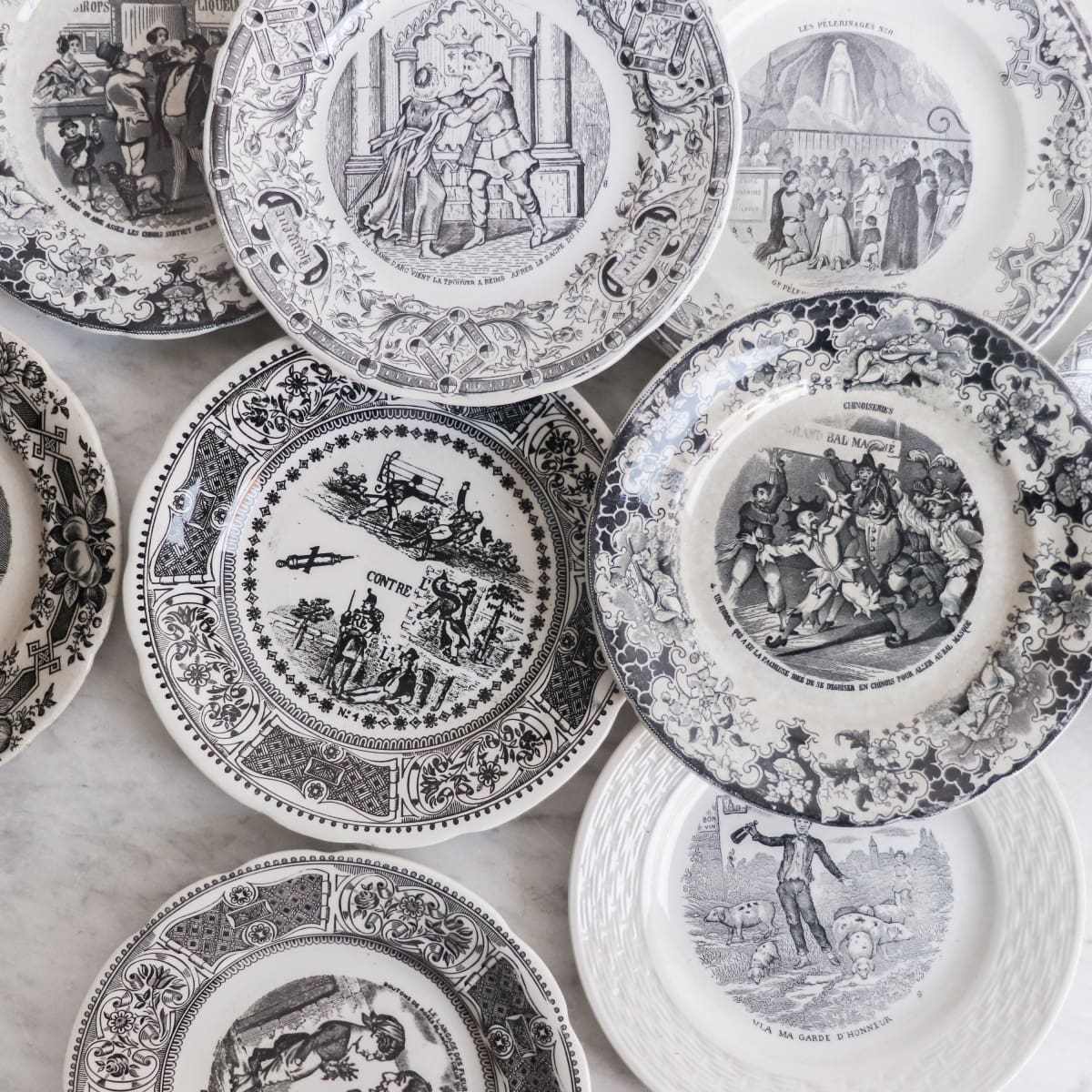 Vintage Black Transferware Plate | Eclectic Set Of 4 - elsie green