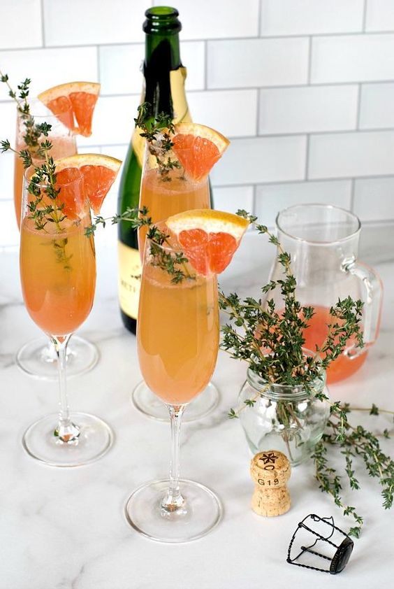 Mimosas in Champagne Flutes