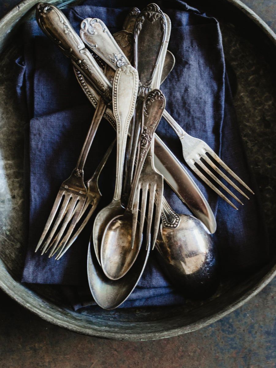 The beauty of a little silver polish on 100 year old silverware