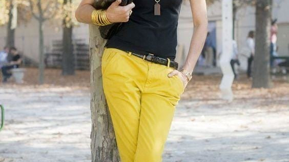 woman in yellow pants