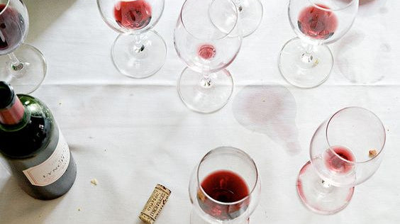 empty wine glasses on table